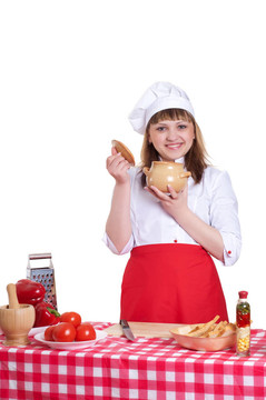 有吸引力的女人做飯