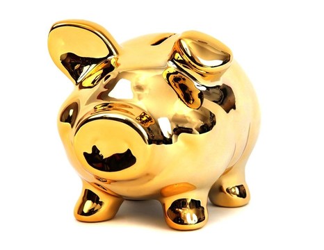金光燦爛的金色存錢罐