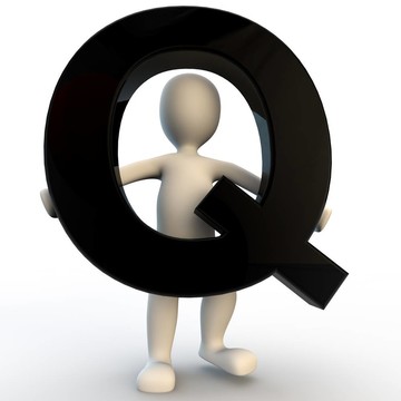 3D人物手持黑色字母Q；小人物
