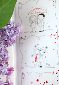 丁香花；紅色；在結(jié)婚證上