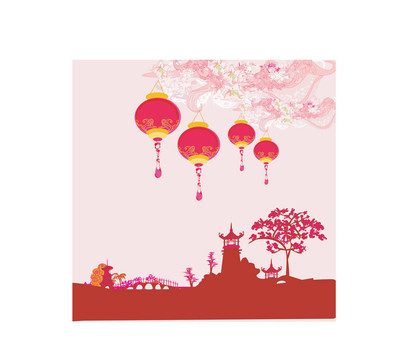 亞洲景觀與中國燈籠