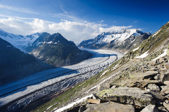 的阿萊奇冰川與schoenenbuelhorn山全景（3854