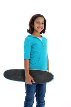 Skateboard White背景的孩子