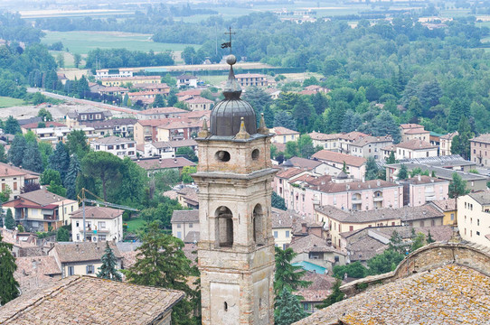 卡斯泰爾arquato全景。Emilia Romagna。意大利.