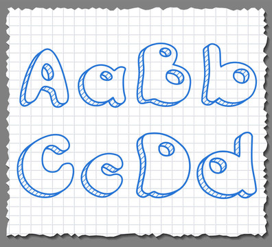 手繪三維字母- ABCD