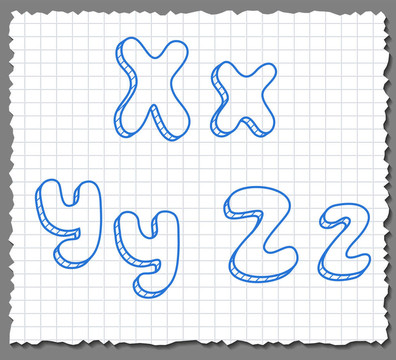 手繪三維字母- XYZ
