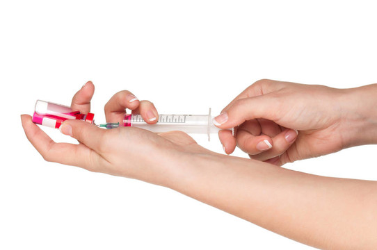 一方面用注射器