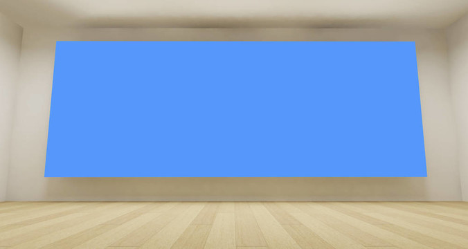 藍(lán)色背景背景的空房間；3D藝術(shù)概念；潔凈空間