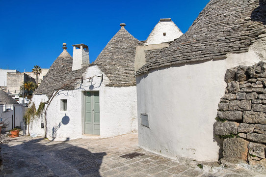 Alberobello s Trulli。普利亞。意大利.