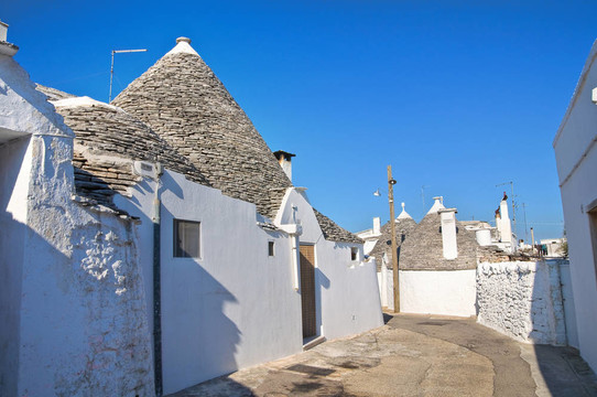 Alberobello s Trulli。普利亞。意大利.