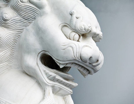 中國(guó)獅雕像特寫