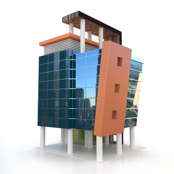 白色三維建筑