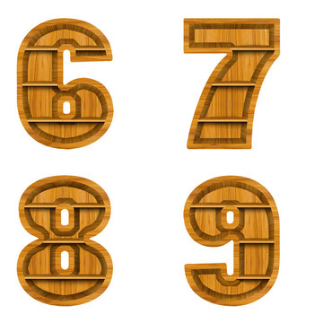 由木頭制成的數(shù)字；在白色背景上孤立。