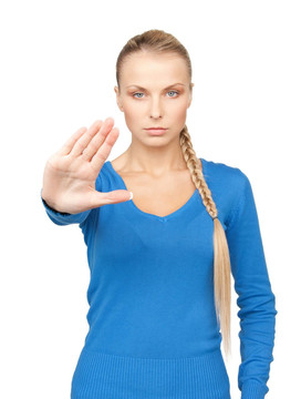 女人做停止手勢