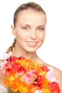 可愛(ài)的女人與紅花