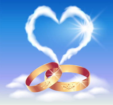 結(jié)婚戒指和心卡
