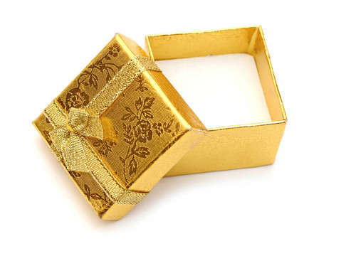 打開(kāi)金色禮盒金色絲帶