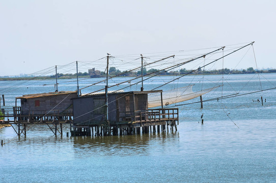 Trabucchi。Comacchio。Emilia Romagna。意大利.