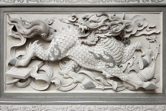 在中華寺Qilin石雕