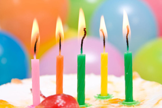 彩色蠟燭生日蛋糕