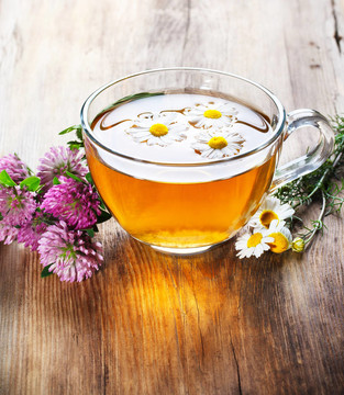 與三葉草和甘菊茶