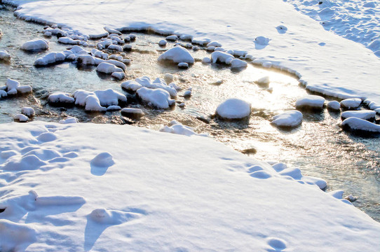 太陽的河流和雪