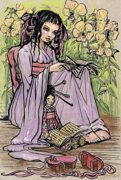 小亞洲女孩讀書書