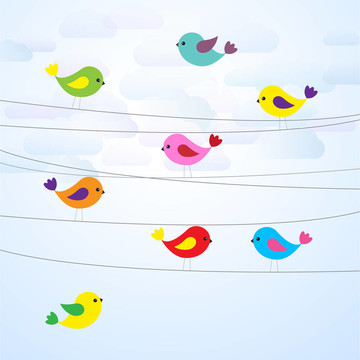 鳥(niǎo)兒在電線上
