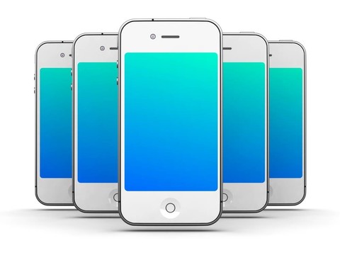 iPhone一樣的白色背景，白色智能手機(jī)；3D渲染。
