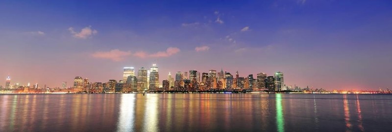 紐約市曼哈頓黃昏全景