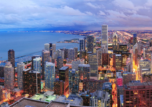 芝加哥天际线的全景鸟瞰图