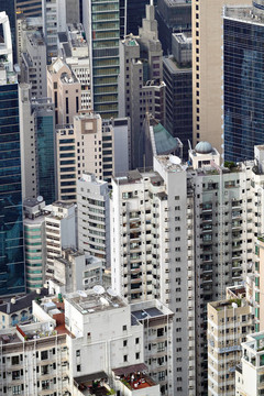 在香港擁擠的建筑