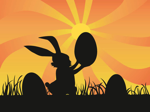 兔抱卵复活节背景