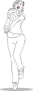 女孩擊球