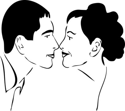 男人和女人鼻子鼻子微笑