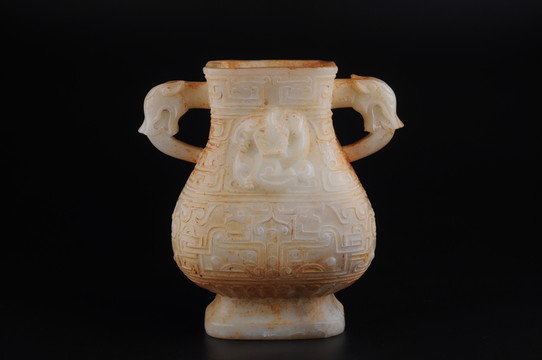 戰(zhàn)國(guó)玉尊 戰(zhàn)國(guó)螭龍饕餮紋雙耳尊