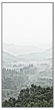 中國風(fēng)仿畫布紋理寫意山水畫