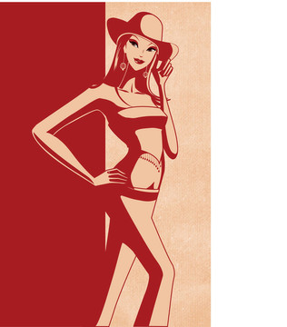 穿紅衣服的女士