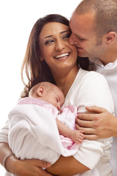 Mixed Race Young與Newborn Baby家族