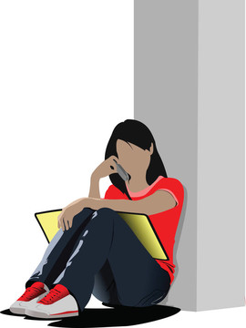 女生坐著讀書。文學士