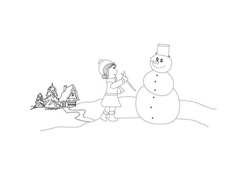 小女孩和雪人