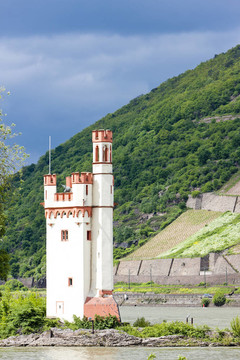 Binger Maeuseturm；老鼠島老鼠塔萊茵蘭-普法爾茨州；德國；