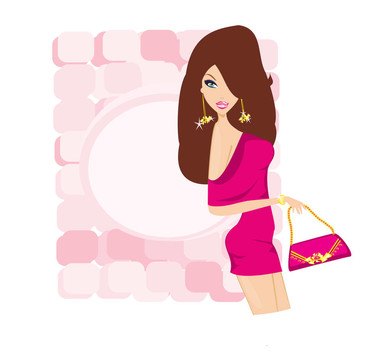 帶購(gòu)物袋的魅力女孩