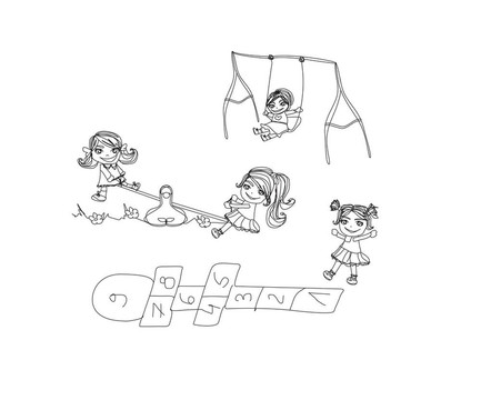 小孩子在操場上玩