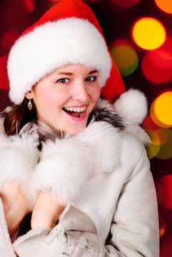 Santa的女孩的臉
