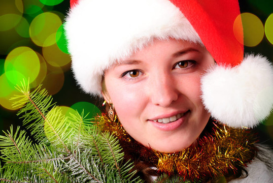 Santa的女孩的臉