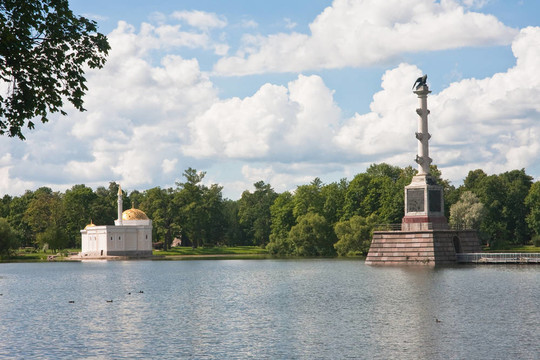 切什梅亭柱和土耳其浴。Tsarskoye Selo（俄羅斯）；圣彼得堡；俄羅斯。