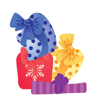 彩色禮品盒生日或圣誕卡通插圖