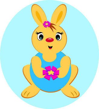 兔子抱著花