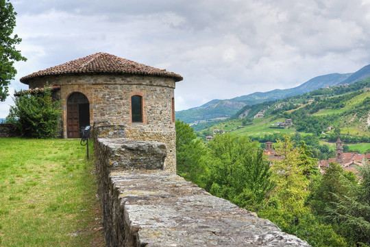 馬拉斯皮納Dal Verme城堡。博比奧。Emilia Romagna。意大利.